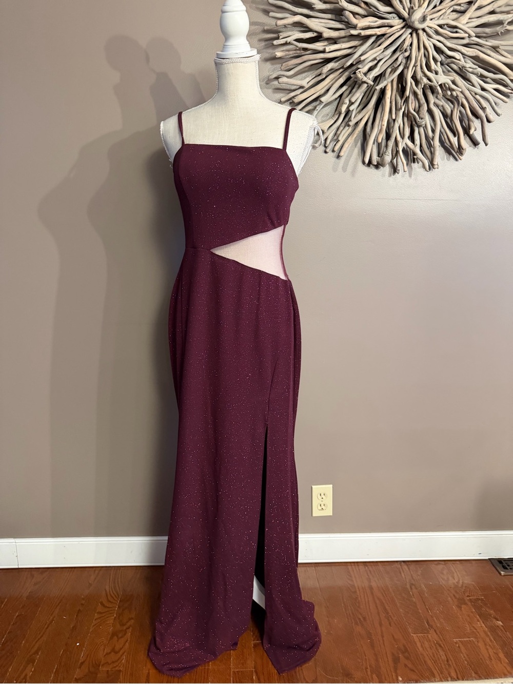 Trixxi Formal Maxi dress in sparkly wine color